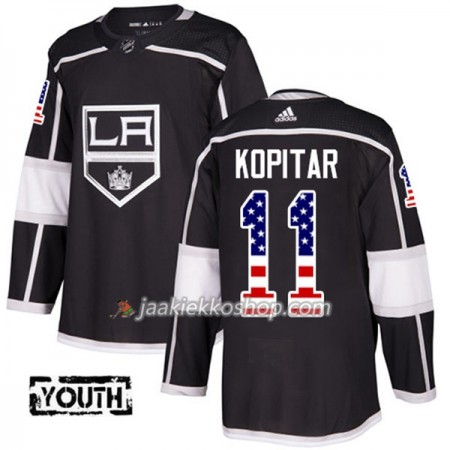 Miehille NHL Los Angeles Kings Pelipaita Anze Kopitar 11 Adidas 2017-2018 Musta USA Flag Fashion Authentic